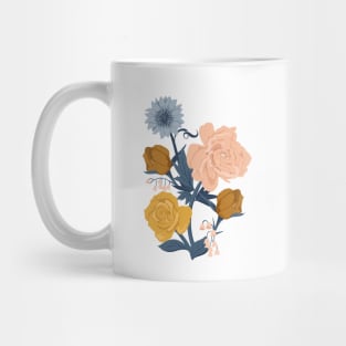 Blush + Gold Flowers on White Mug